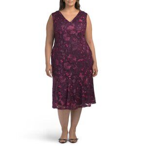MARINA Wine Plus Lace Dress